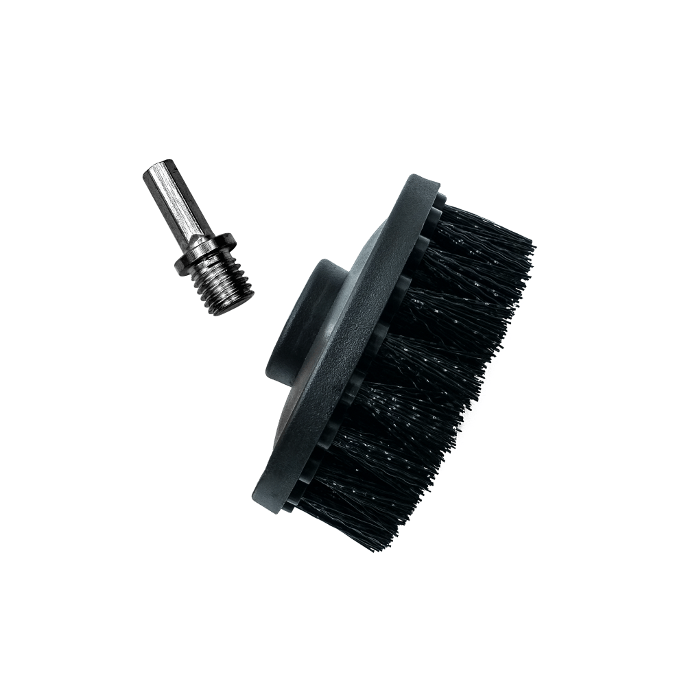 adbl_perie_medie_rotund_pentru_textile_100mm_twister_medium_carhub Perie medie textil cu adaptor bormasina Adbl 100mm - imagine 1