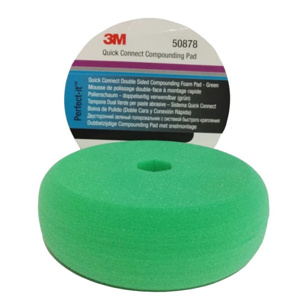 burete_polish_abraziv_cu_fata_dubla_3m_quick_connect_verde_150_mm_50878_carhub Burete polish abraziv cu fata dubla 3M, verde 150 MM 50878 - imagine 1